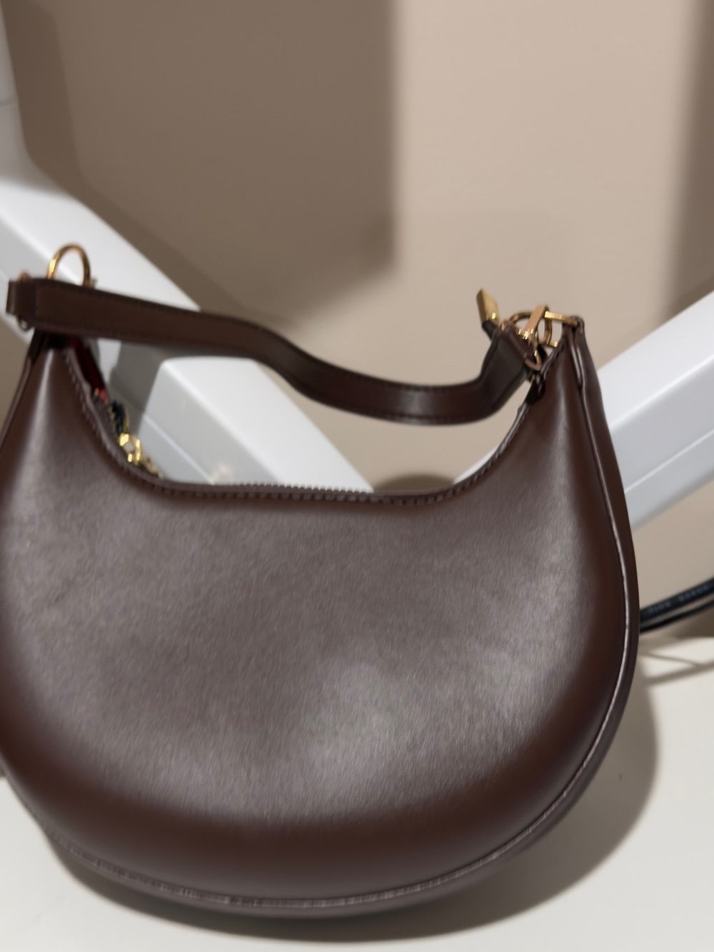 Classic Brown Crescent Shoulder Bag